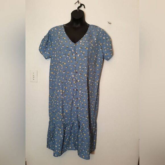 Mph Collection blue floral button down dress - Picture 1 of 4